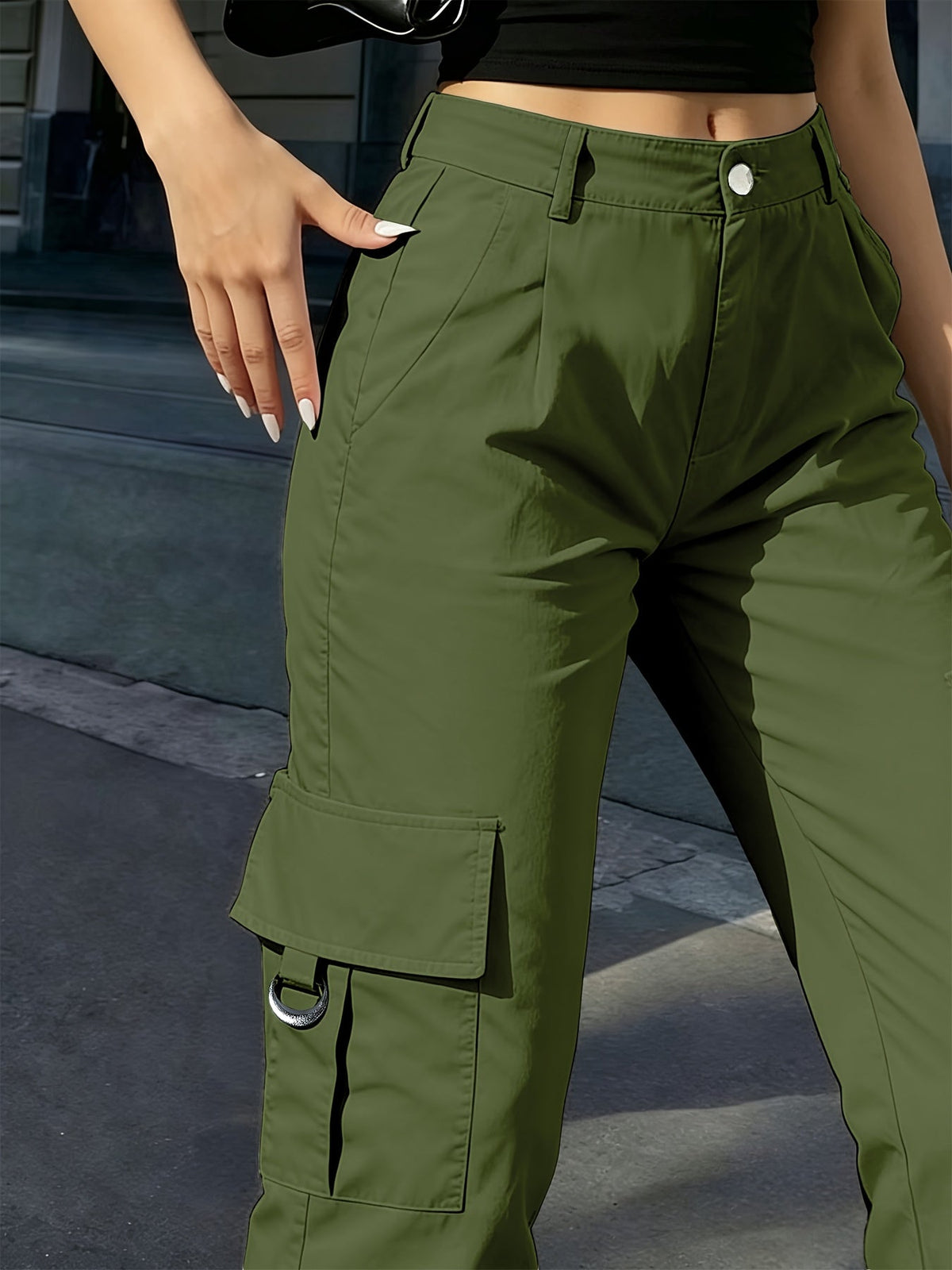 High-Waisted Wide-Leg Cargo Pants