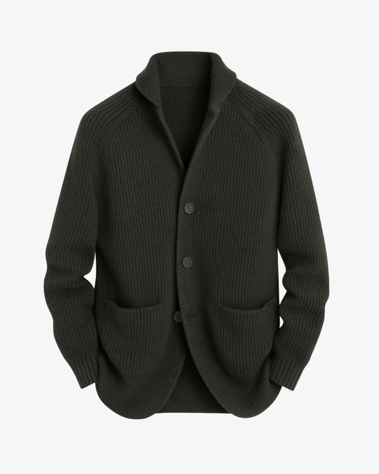Tailored Button-Front Knit Cardigan