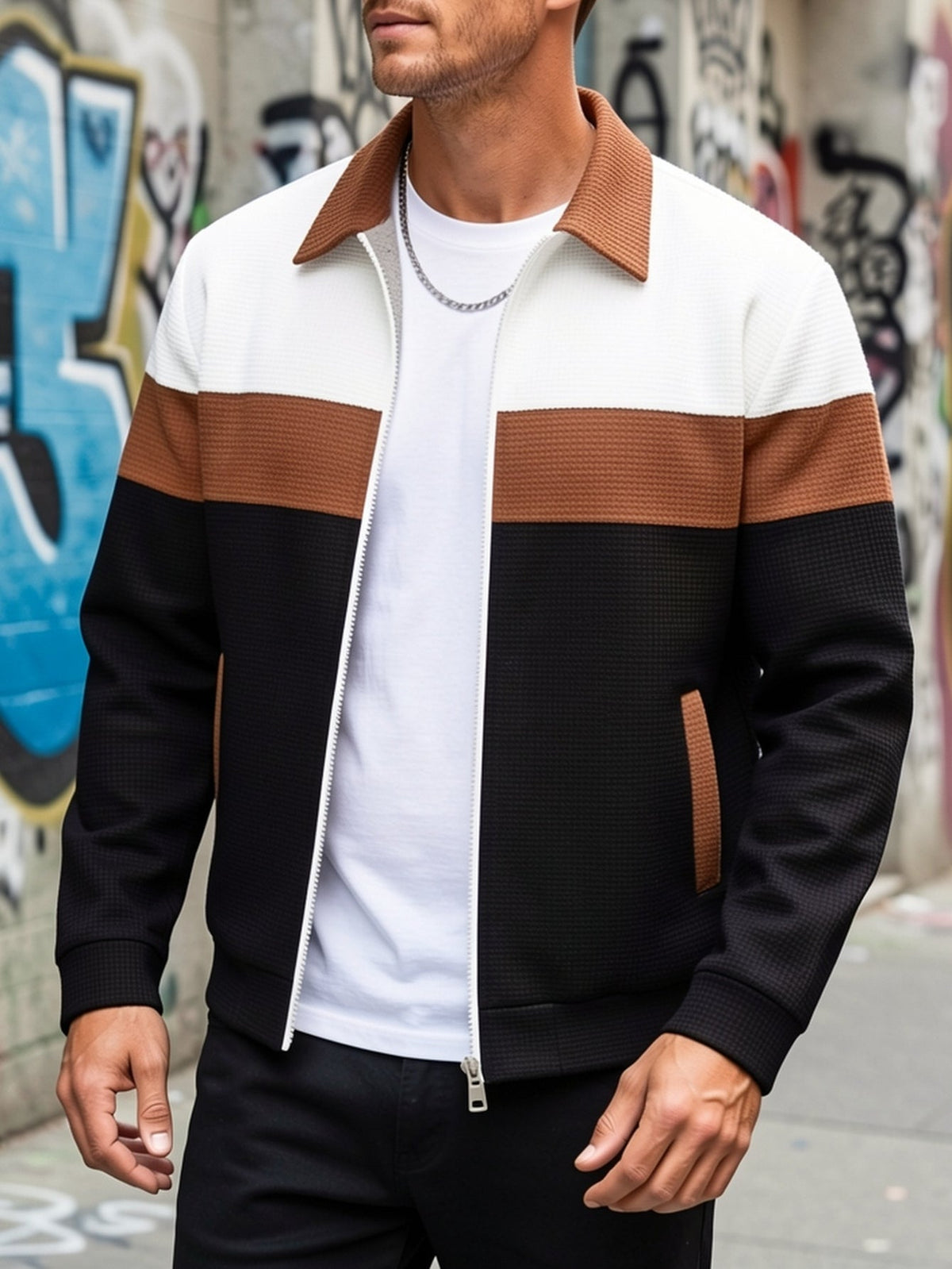 Color-Block Zip-Up Jacket