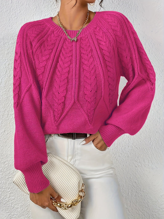 Cable-Knit Round-Neck Sweater