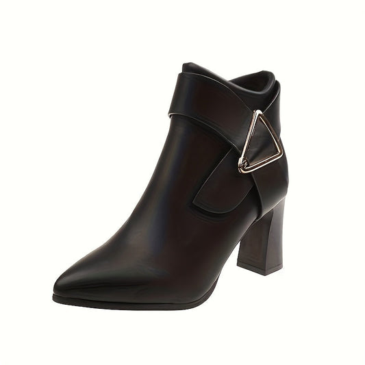 Pointed-Toe Block Heel Ankle Boots
