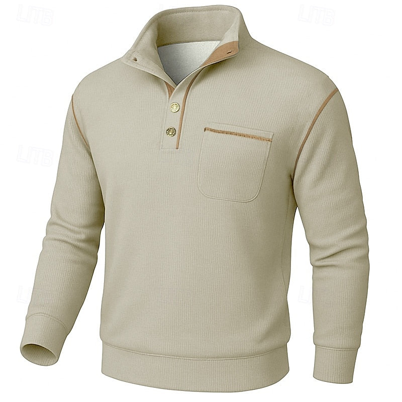 Textured Half-Button Pullover