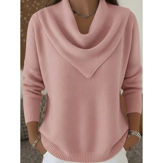 Cowl-Neck Knit Sweater