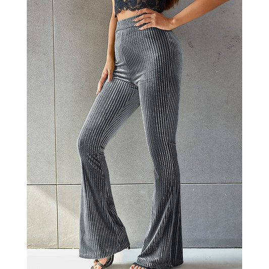 High-Waist Ribbed Flared Pants