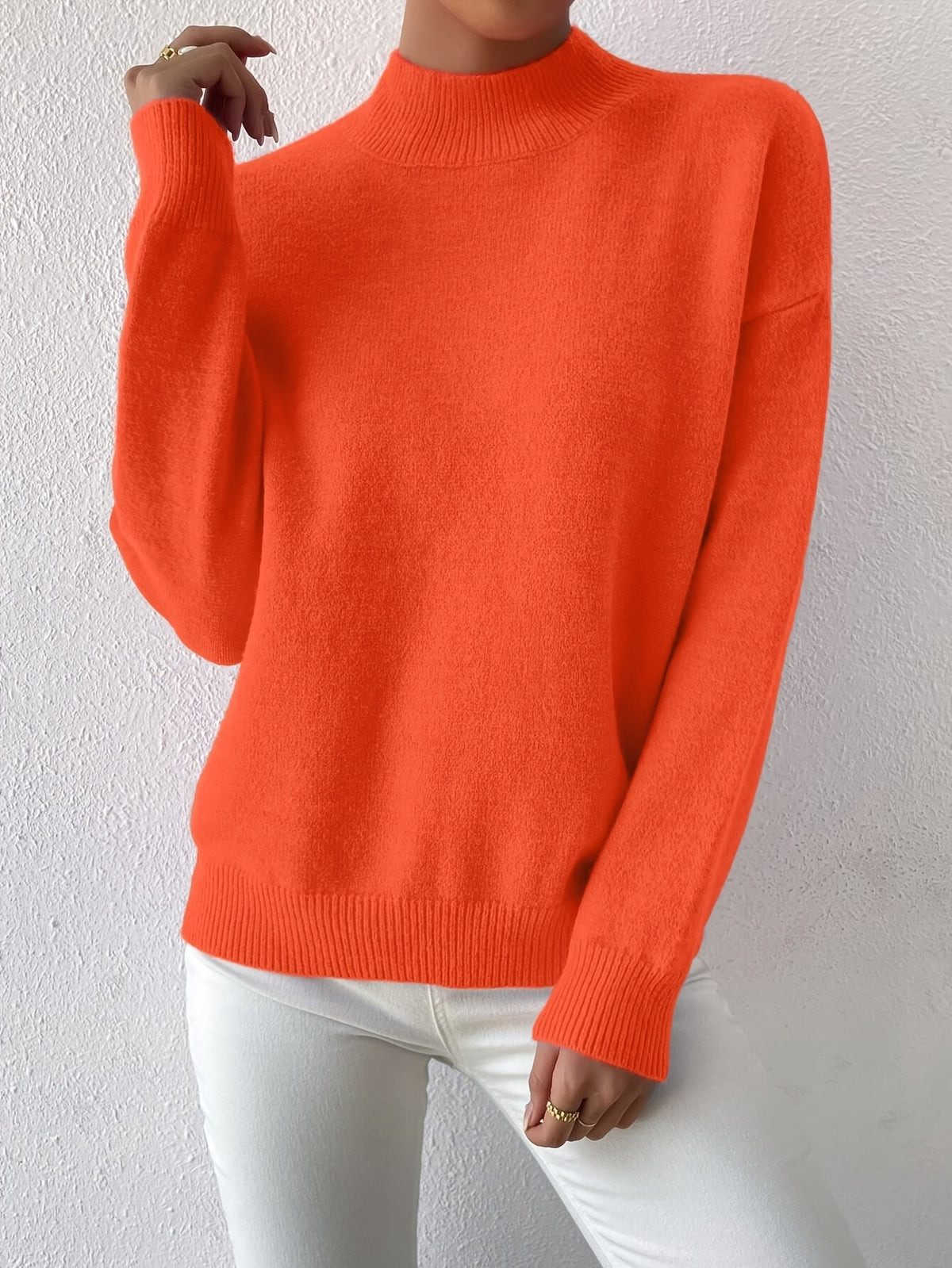 Mock Neck Relaxed Fit Sweater