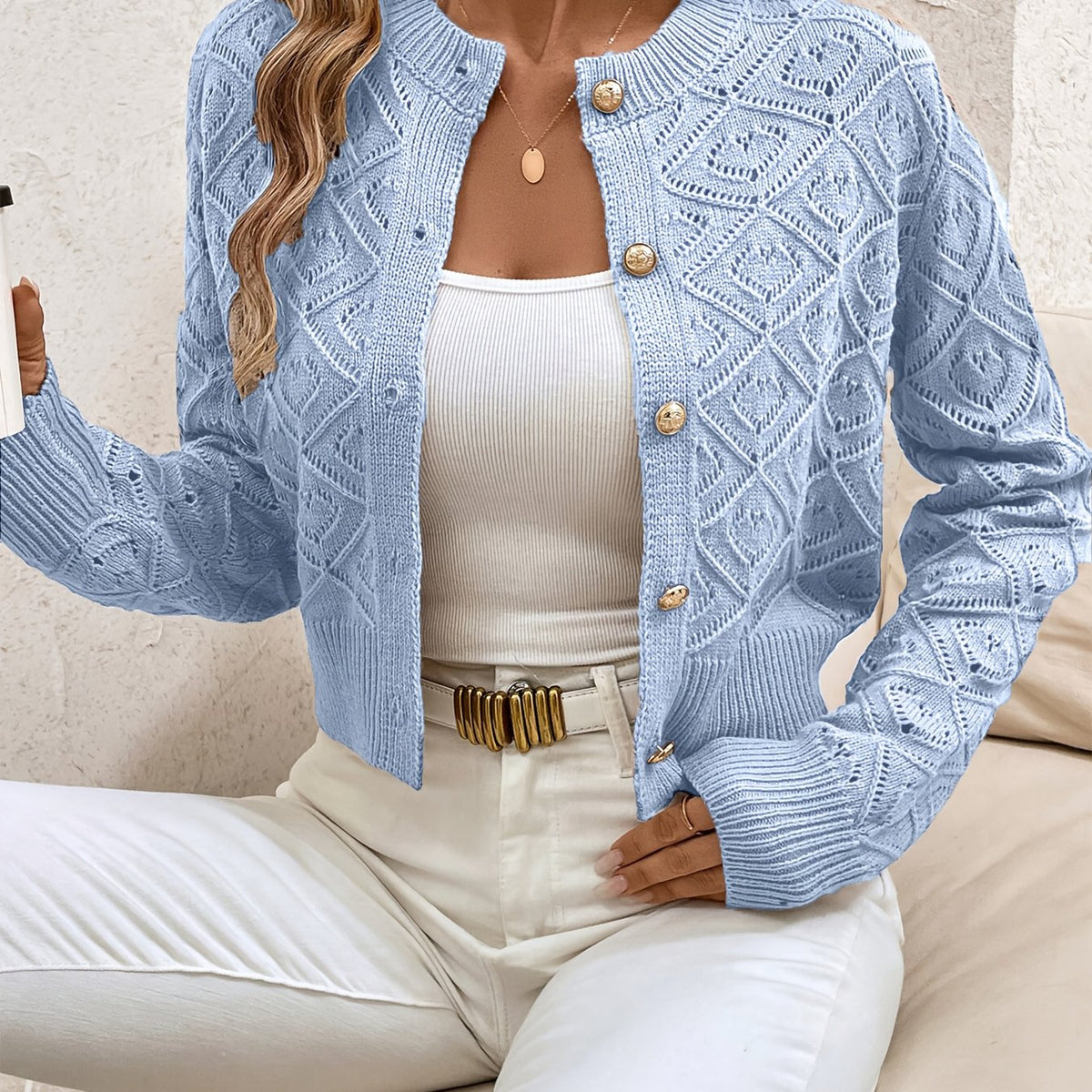 Textured Button-Front Cardigan