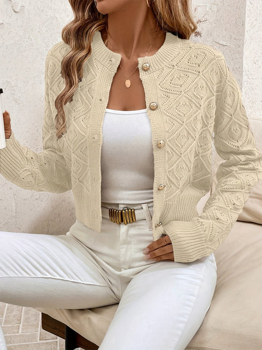 Textured Button-Front Cardigan