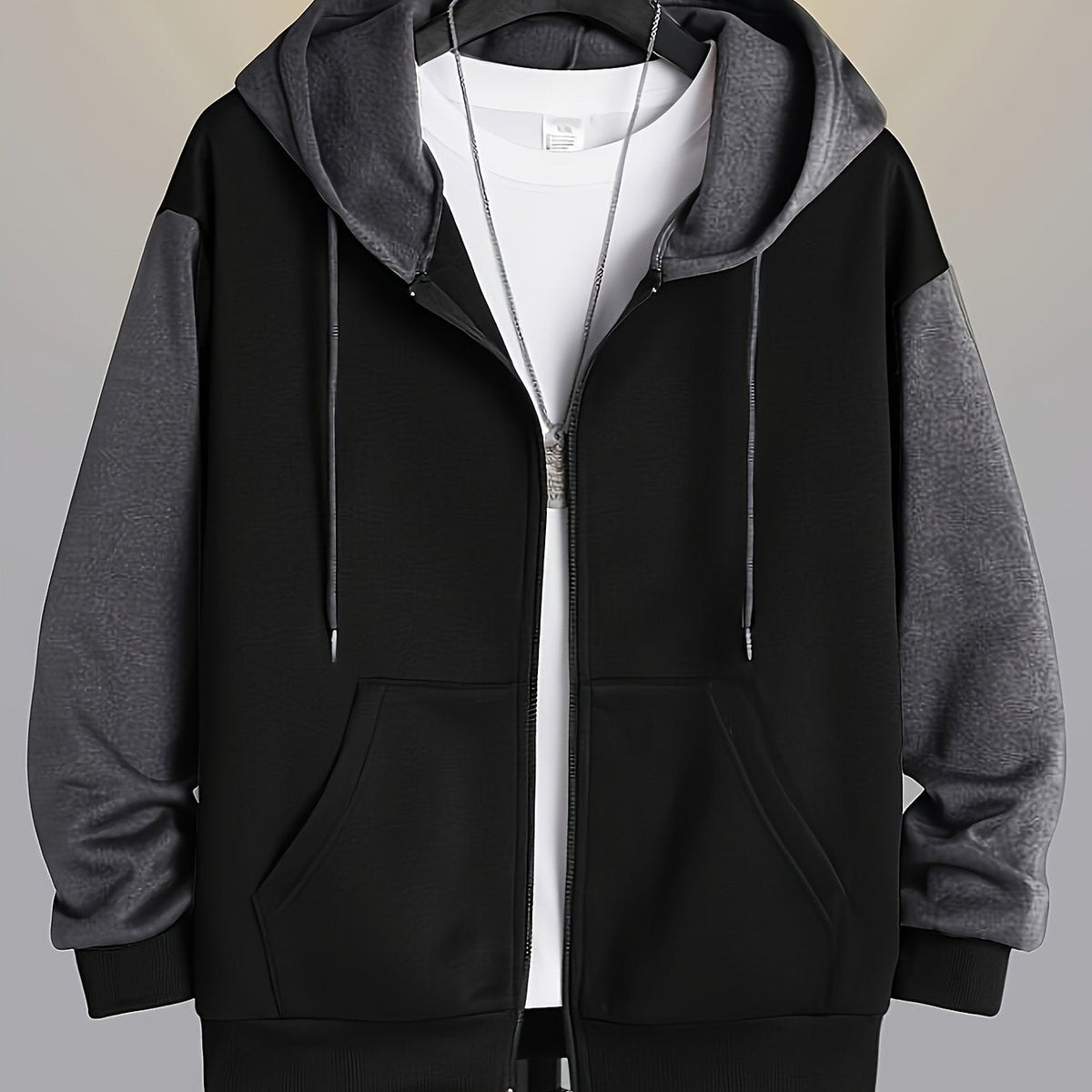 Color Block Zip-Up Hoodie