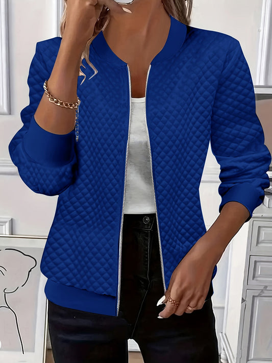 Quilted-Texture Baseball Jacket