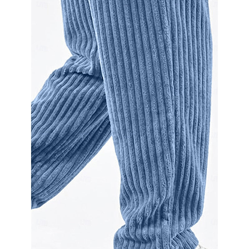 Ribbed Straight-Leg Pants