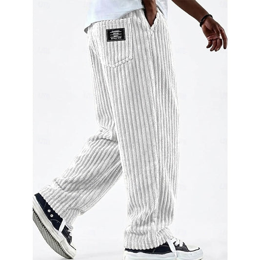 Ribbed Straight-Leg Pants