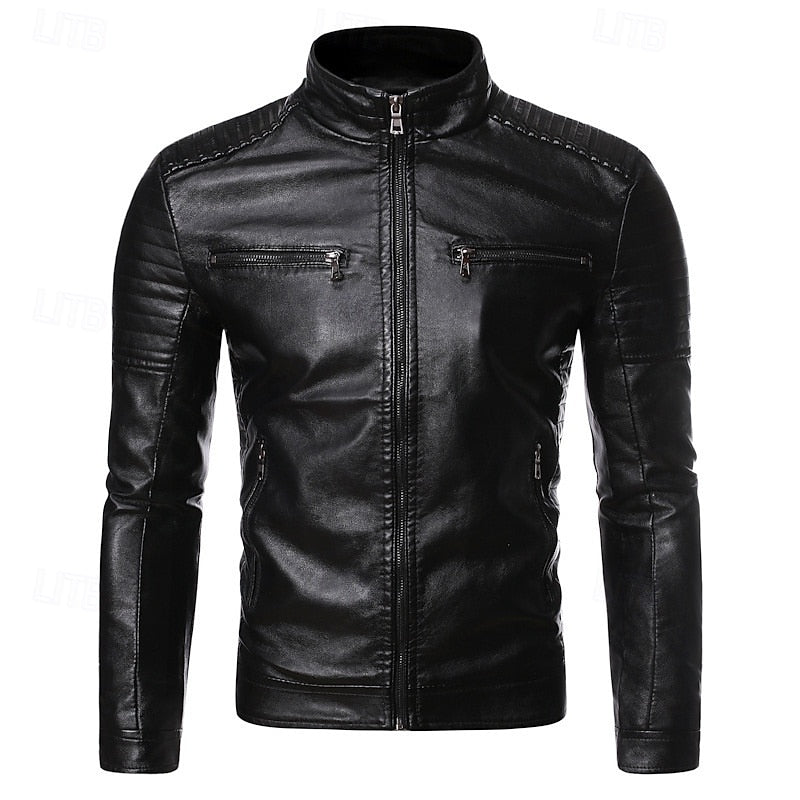 Classic Stand-Collar Biker Jacket