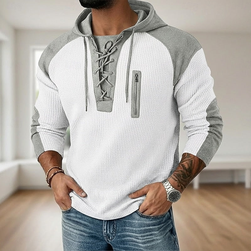 Lace-Up Hooded Pullover