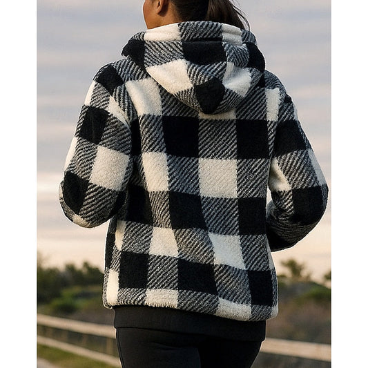 Checkered Quarter-Zip Hoodie