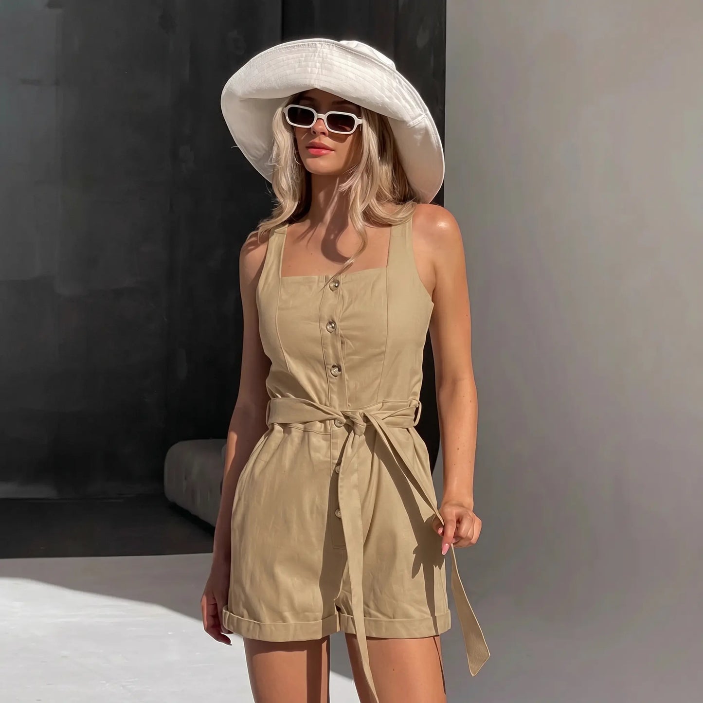 Mavrix - Belted Wide-Leg Romper