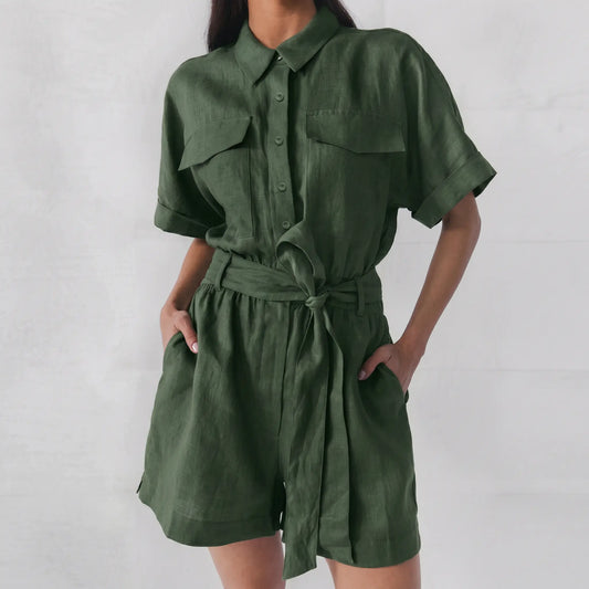 Kaelos - Utility Jumpsuit Cotton Linen Blend Bohemian Style