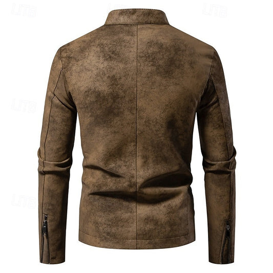 Classic Stand-Collar Biker Jacket