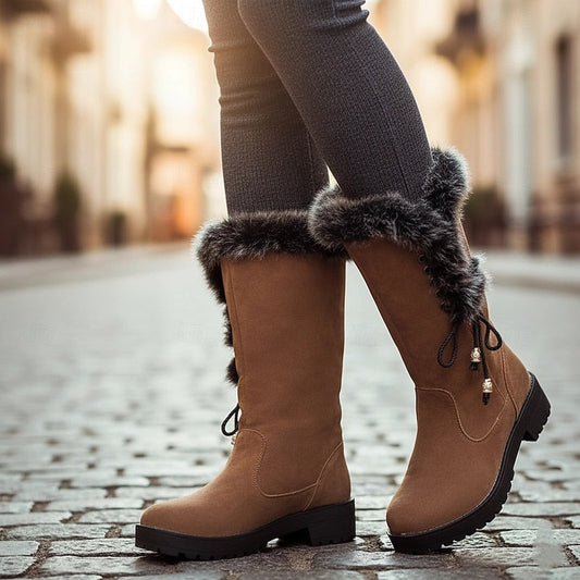 Fur-Trimmed Knee-High Winter Boots