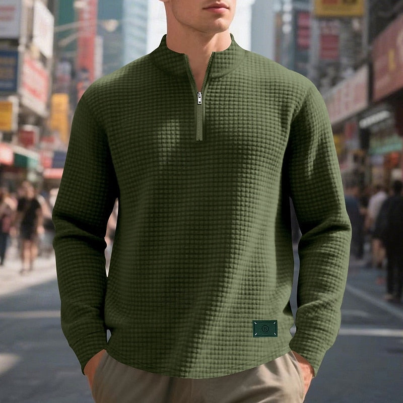 Quarter-Zip Textured Sweatshirt