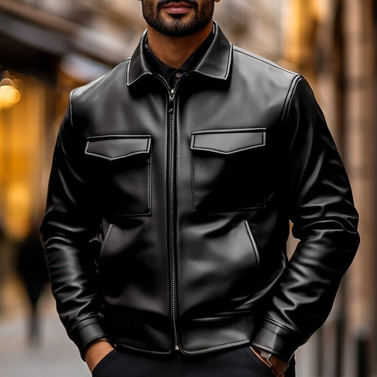 Classic Collared Moto Jacket