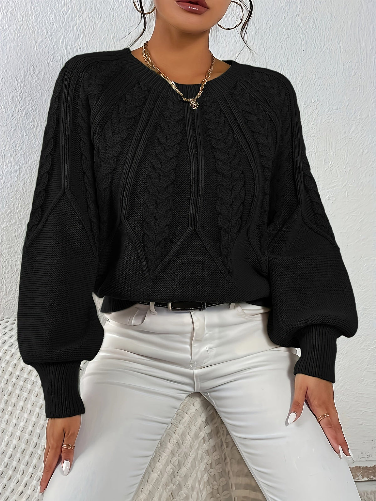 Relaxed Cable-Knit Sweater