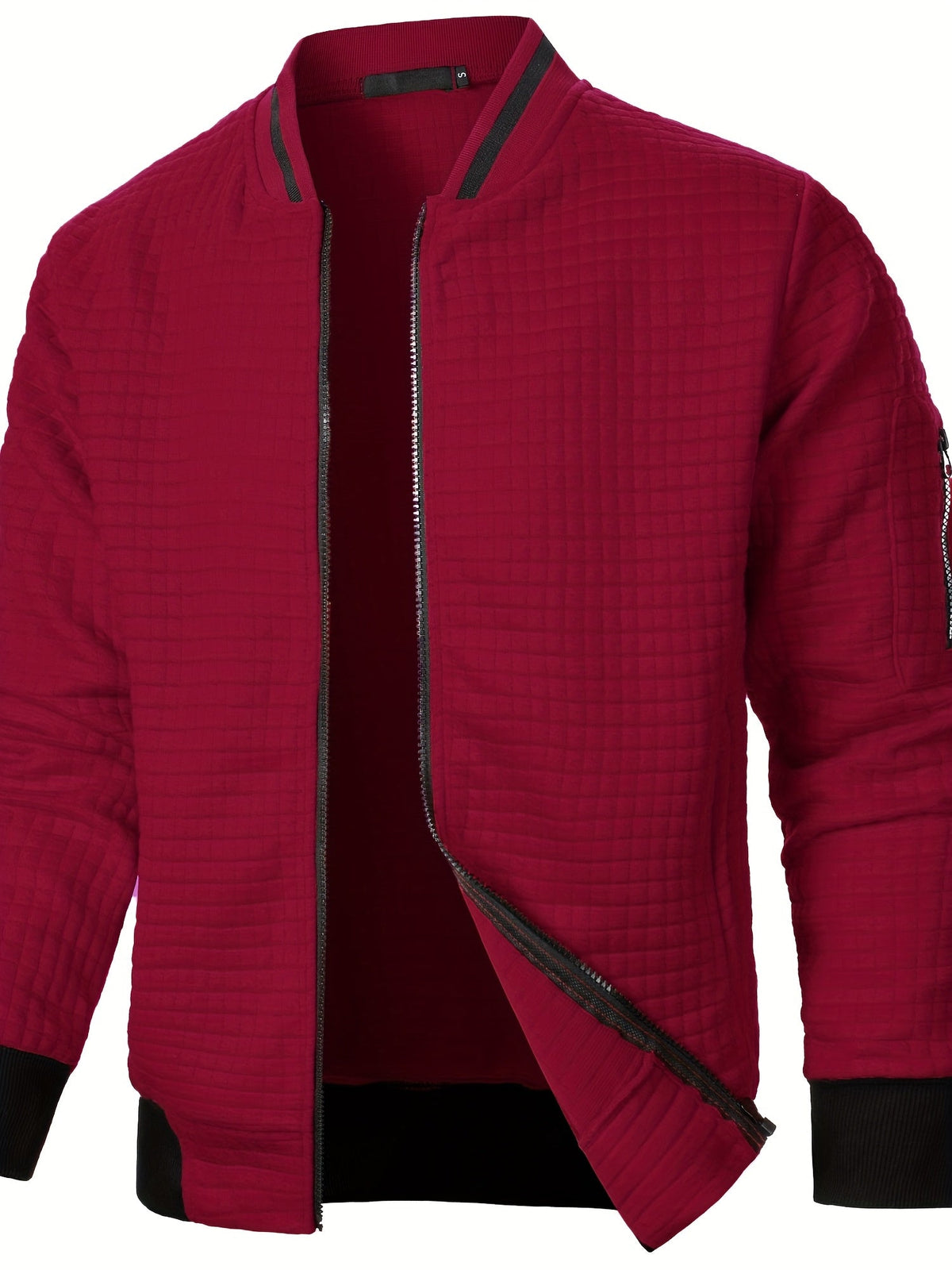 Textured Zip-Up Bomber Jacket