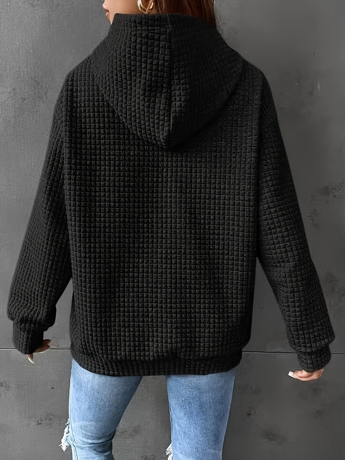 Textured Waffle Knit Hoodie