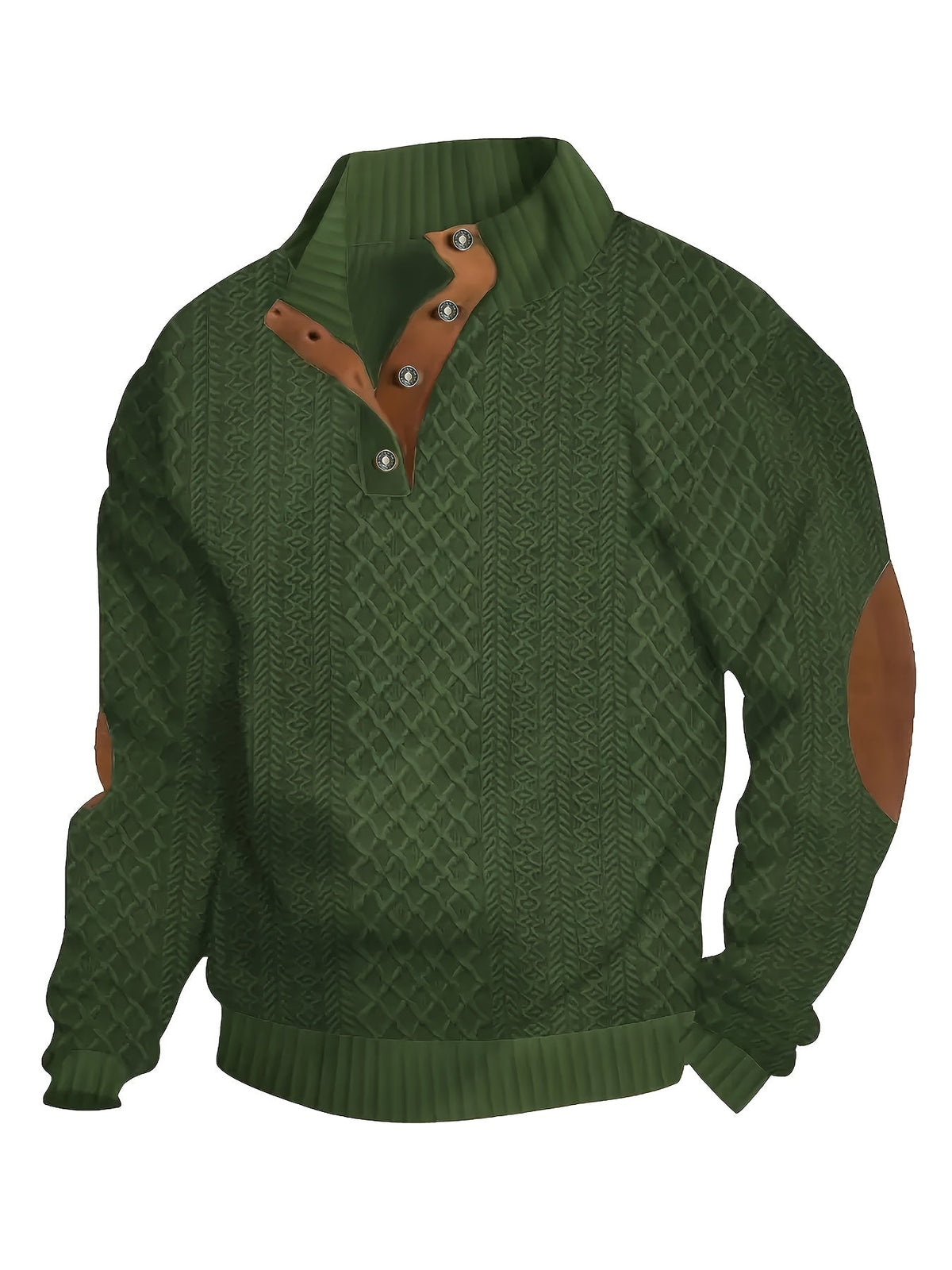 Stand Collar Button Henley Sweater