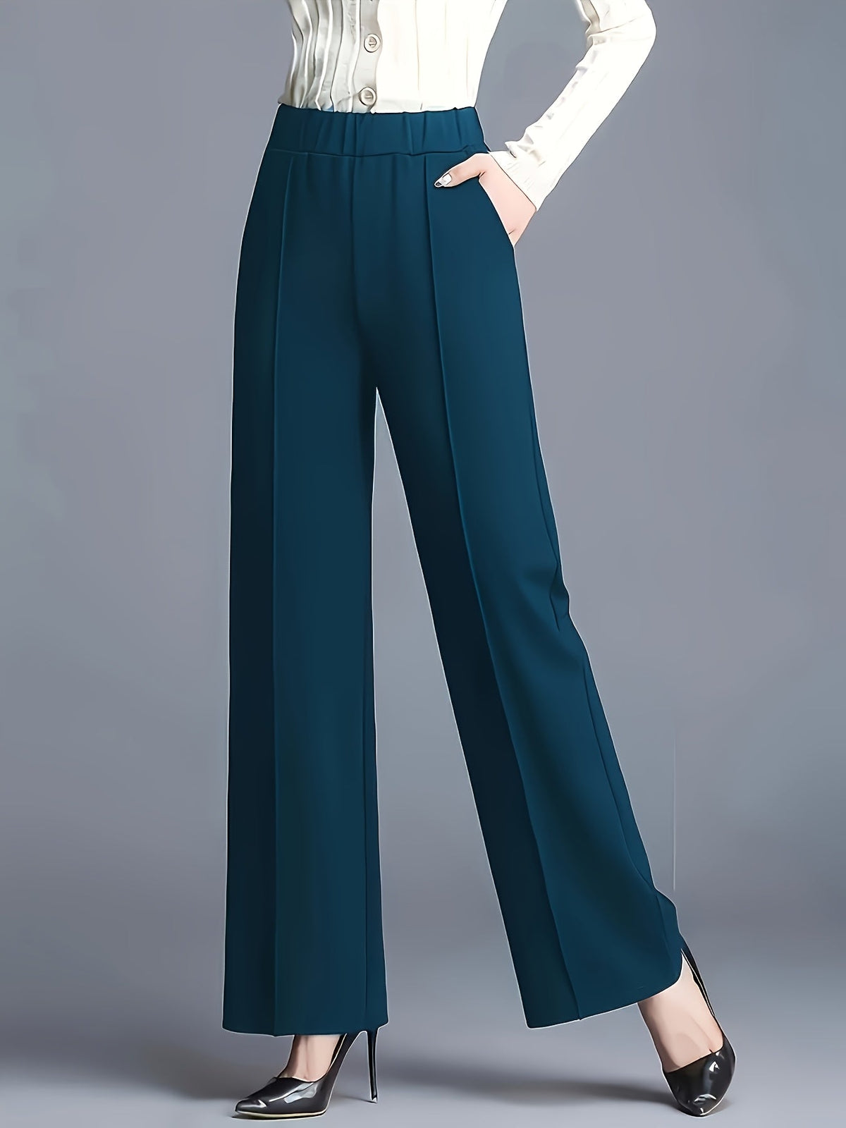 High-Waisted Wide-Leg Trousers
