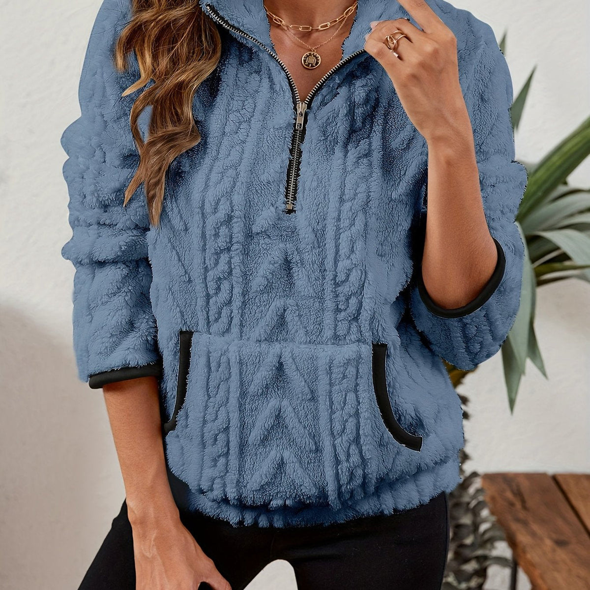Half-Zip Textured Pullover