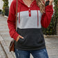 Color Block Button-Neck Hoodie