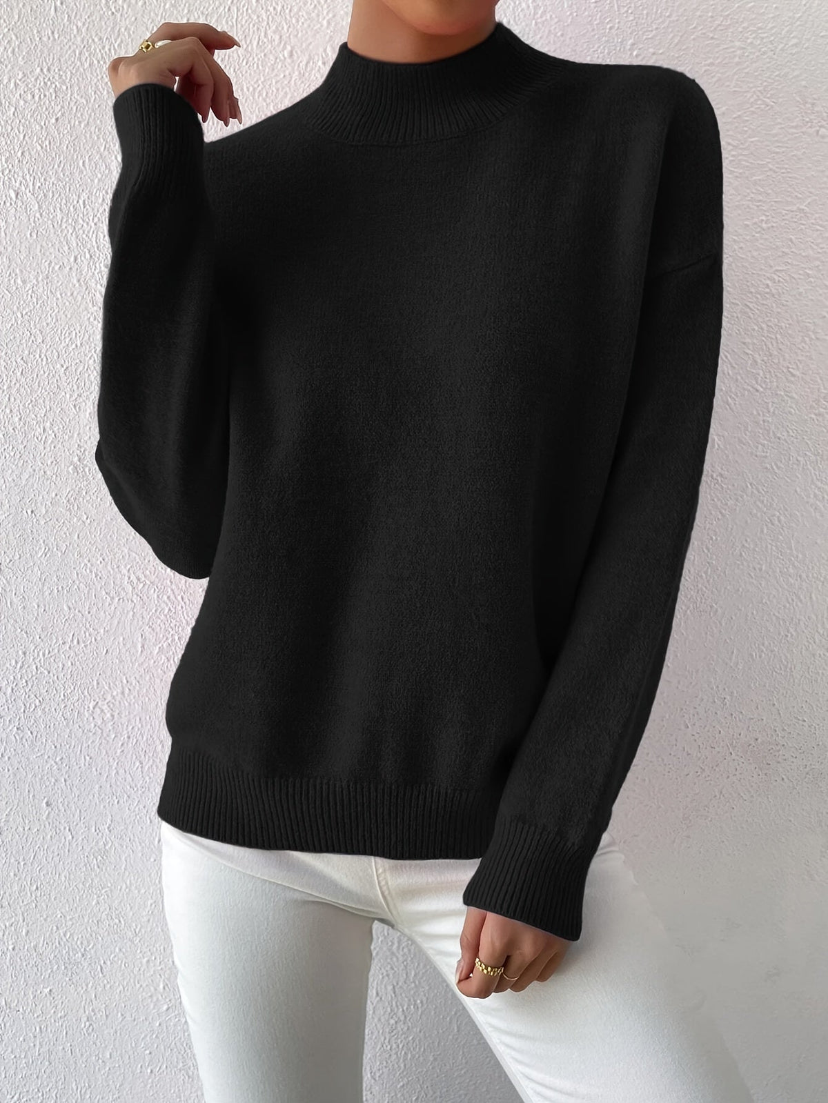 Mock Neck Relaxed Fit Sweater