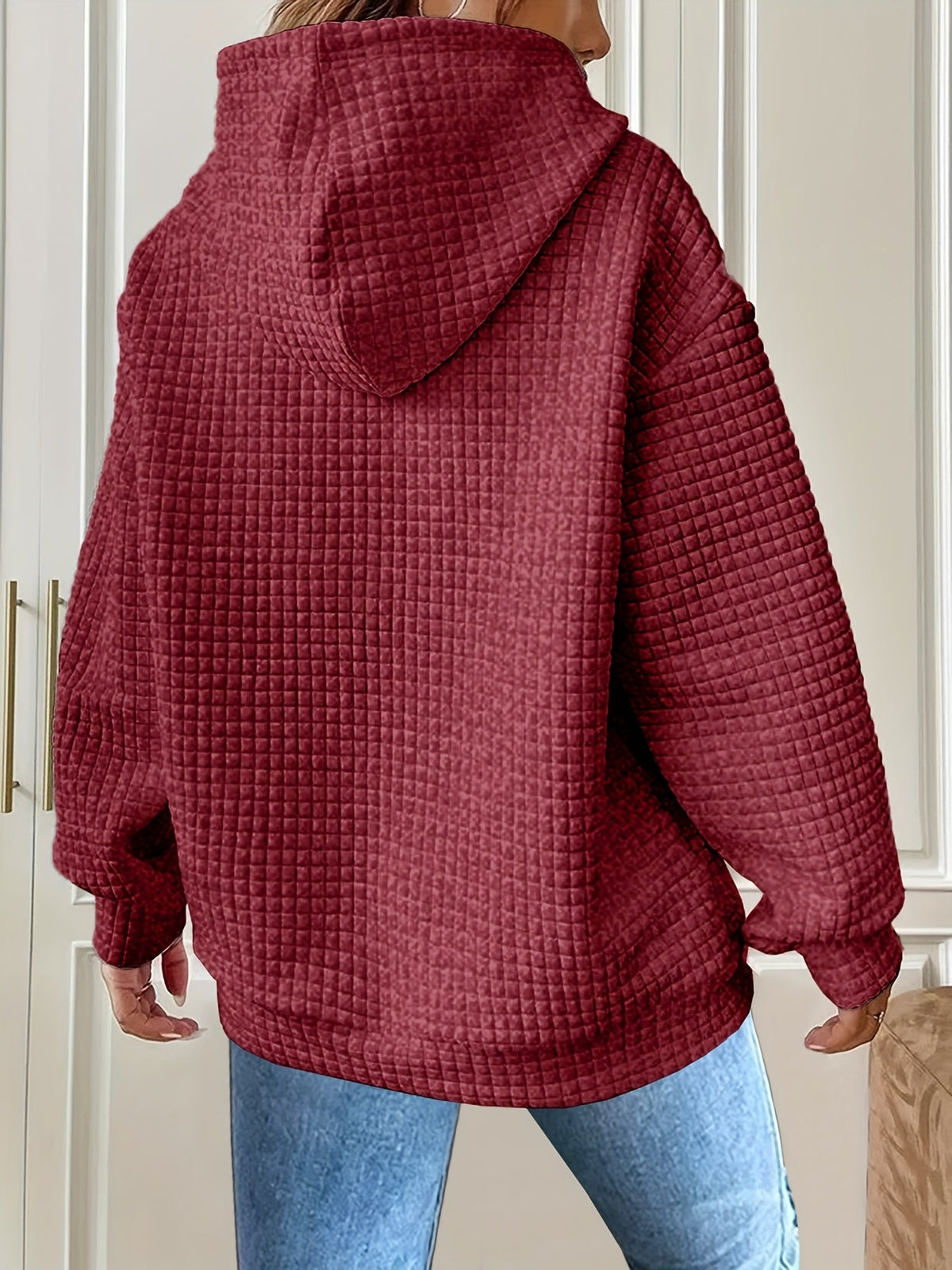 Textured Waffle Knit Hoodie