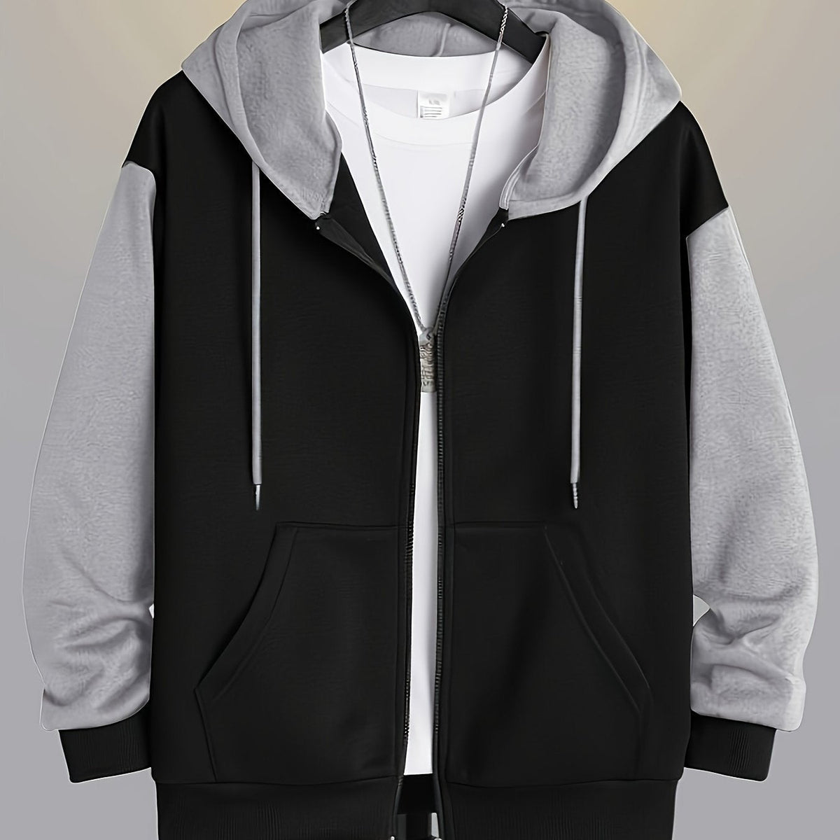 Color Block Zip-Up Hoodie