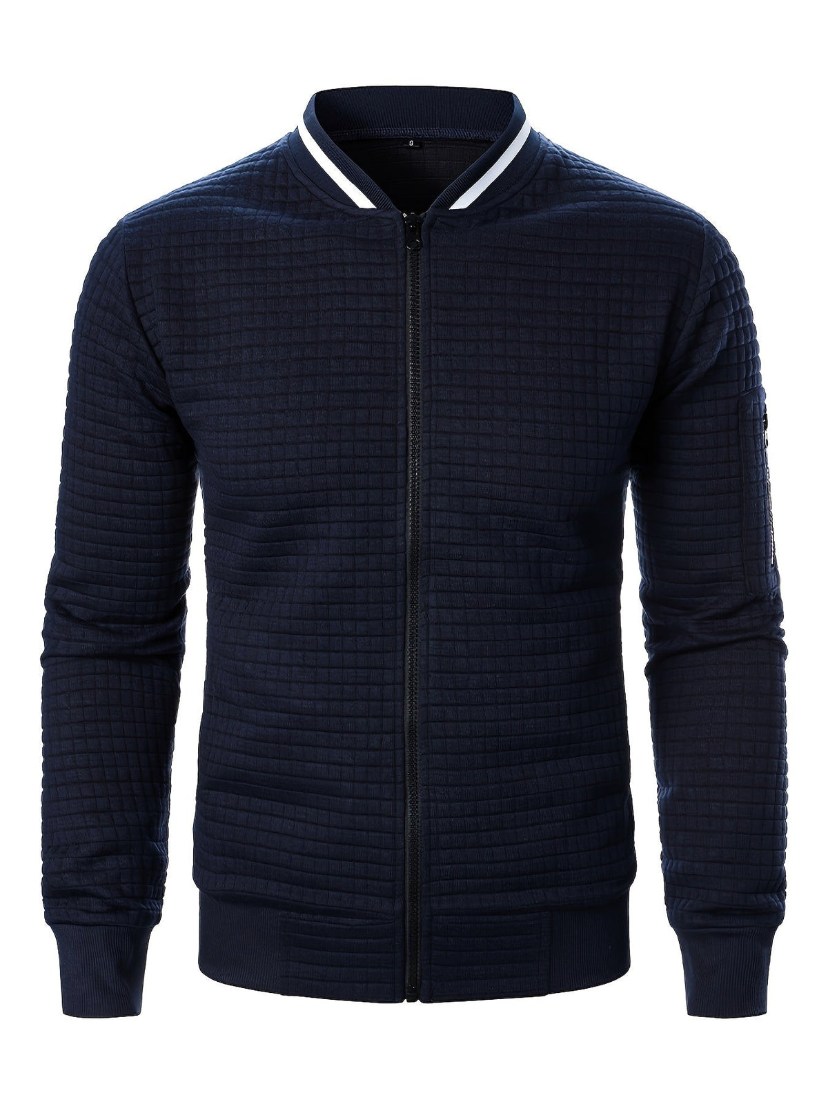 Textured Zip-Up Bomber Jacket
