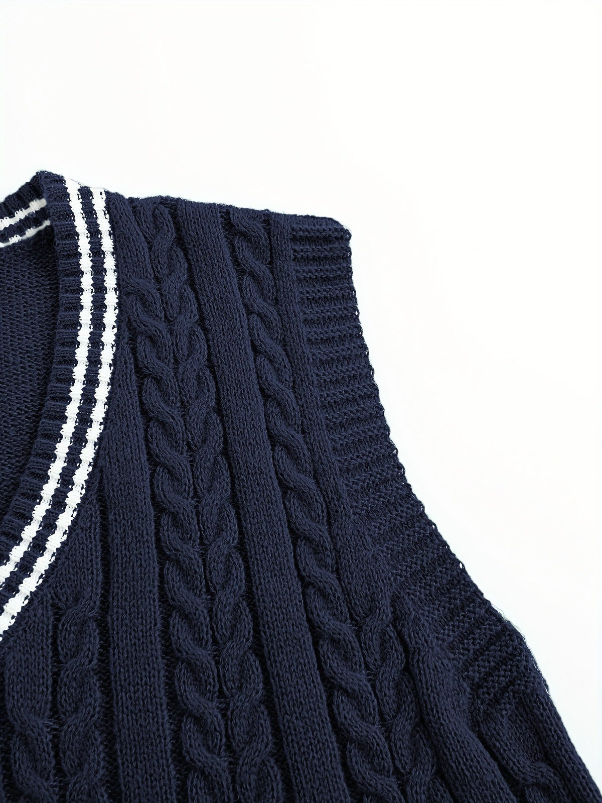 Cable-Knit V-Neck Sweater Vest