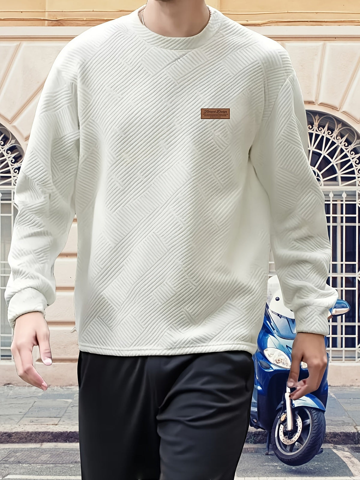 Textured Crew Neck Sweatshirt