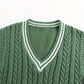 Cable-Knit V-Neck Sweater Vest