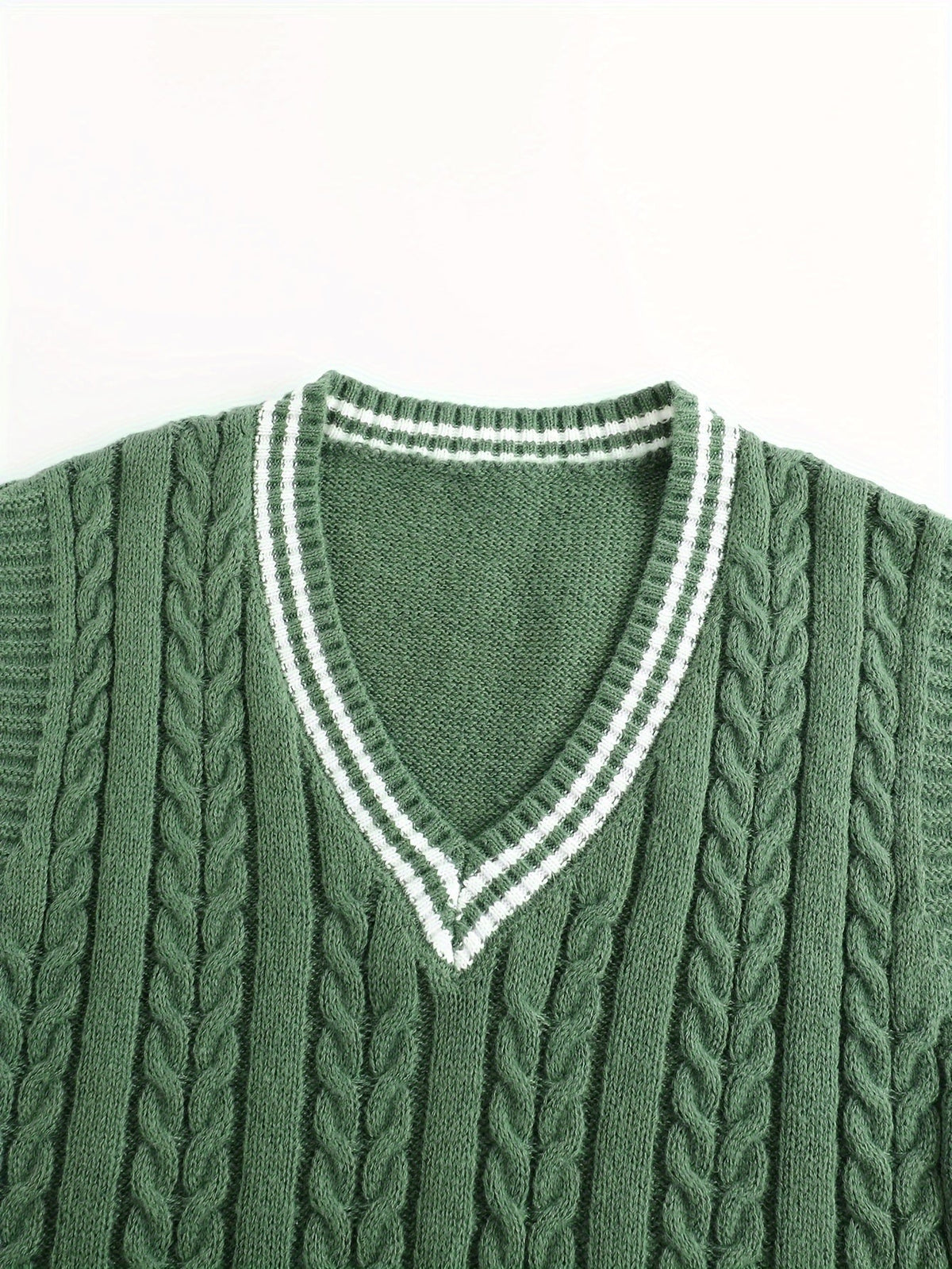 Cable-Knit V-Neck Sweater Vest