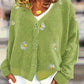 Floral Embroidered Button-Front Cardigan