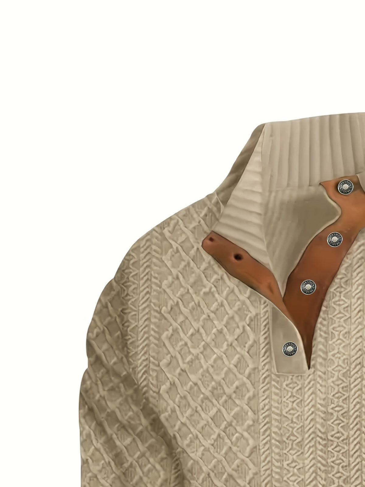 Stand Collar Button Henley Sweater