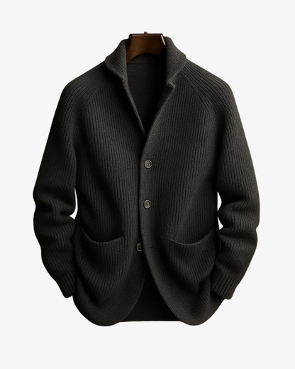 Tailored Button-Front Knit Cardigan