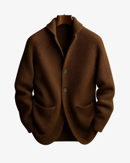 Tailored Button-Front Knit Cardigan