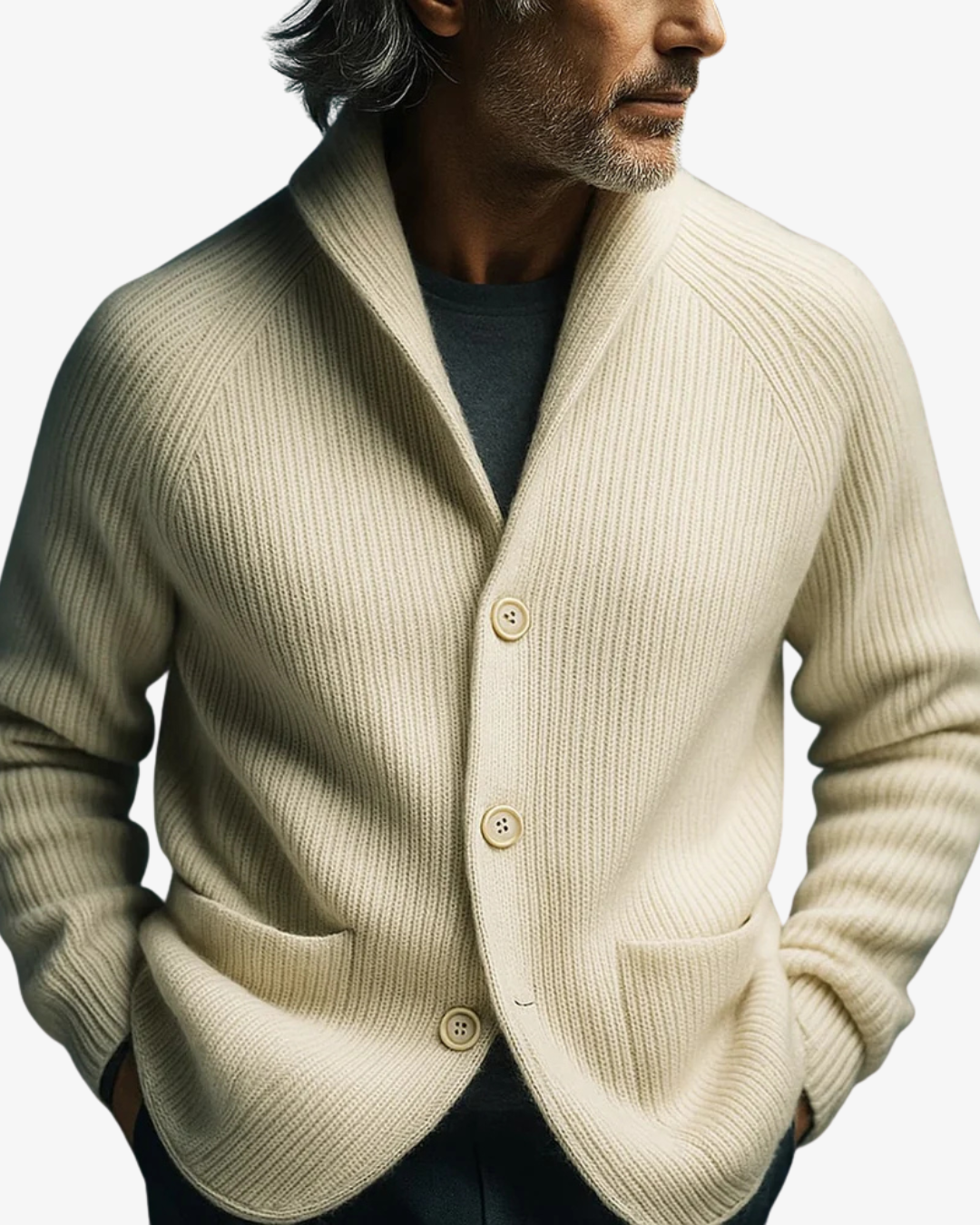 Tailored Button-Front Knit Cardigan