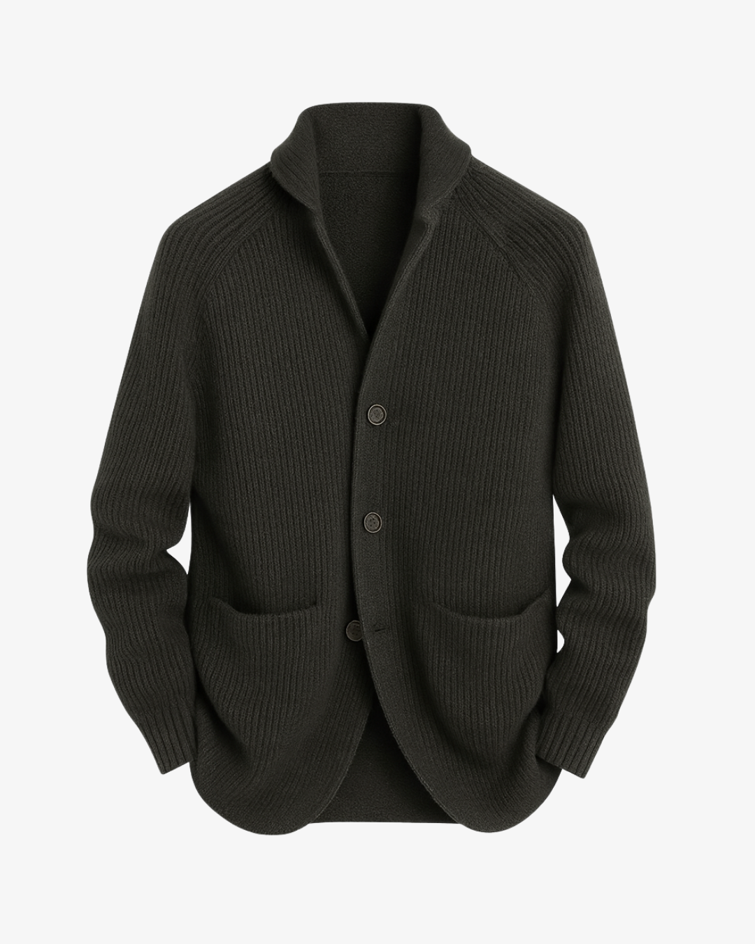 Tailored Button-Front Knit Cardigan