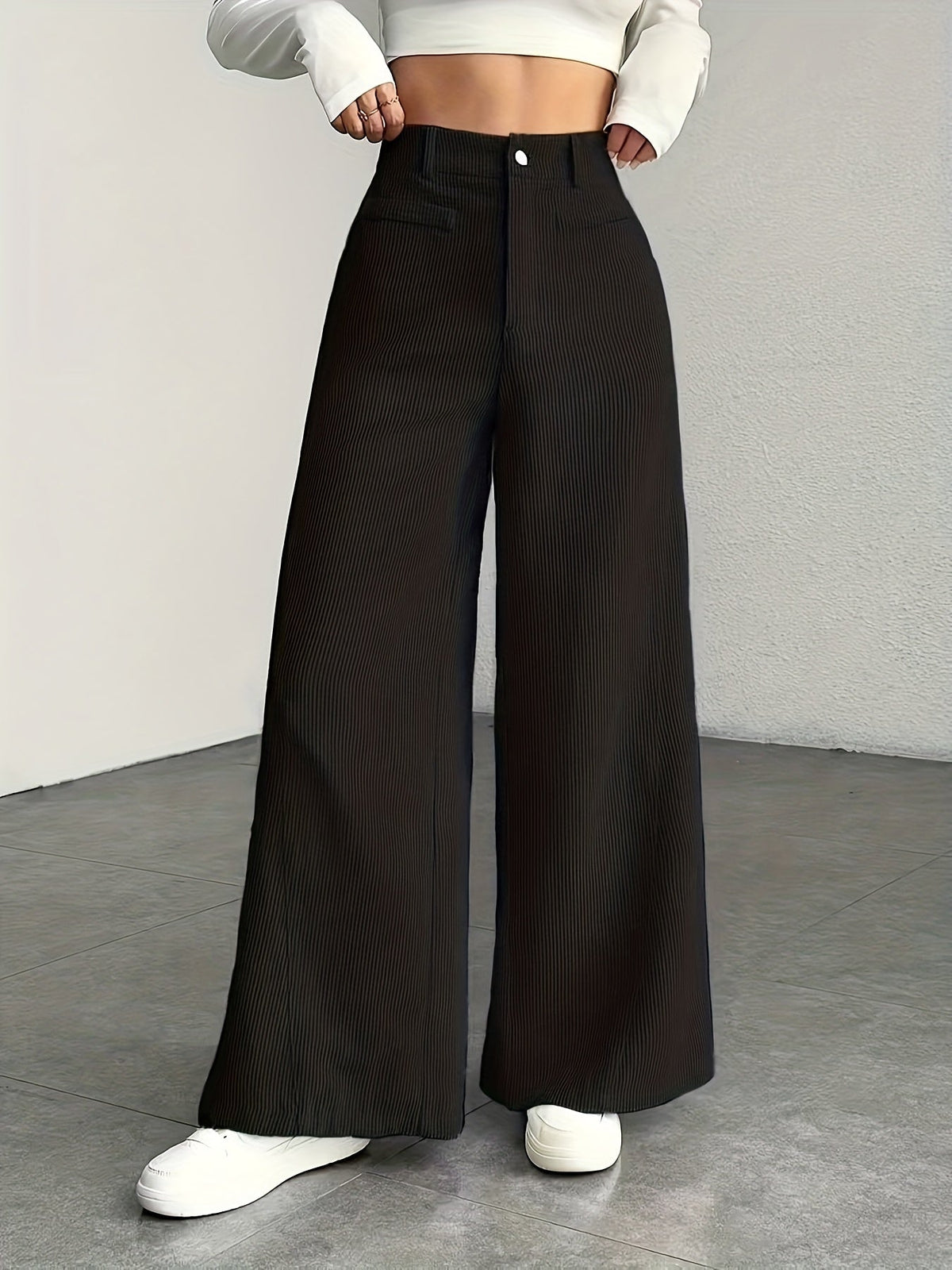 High-Waisted Wide-Leg Trousers