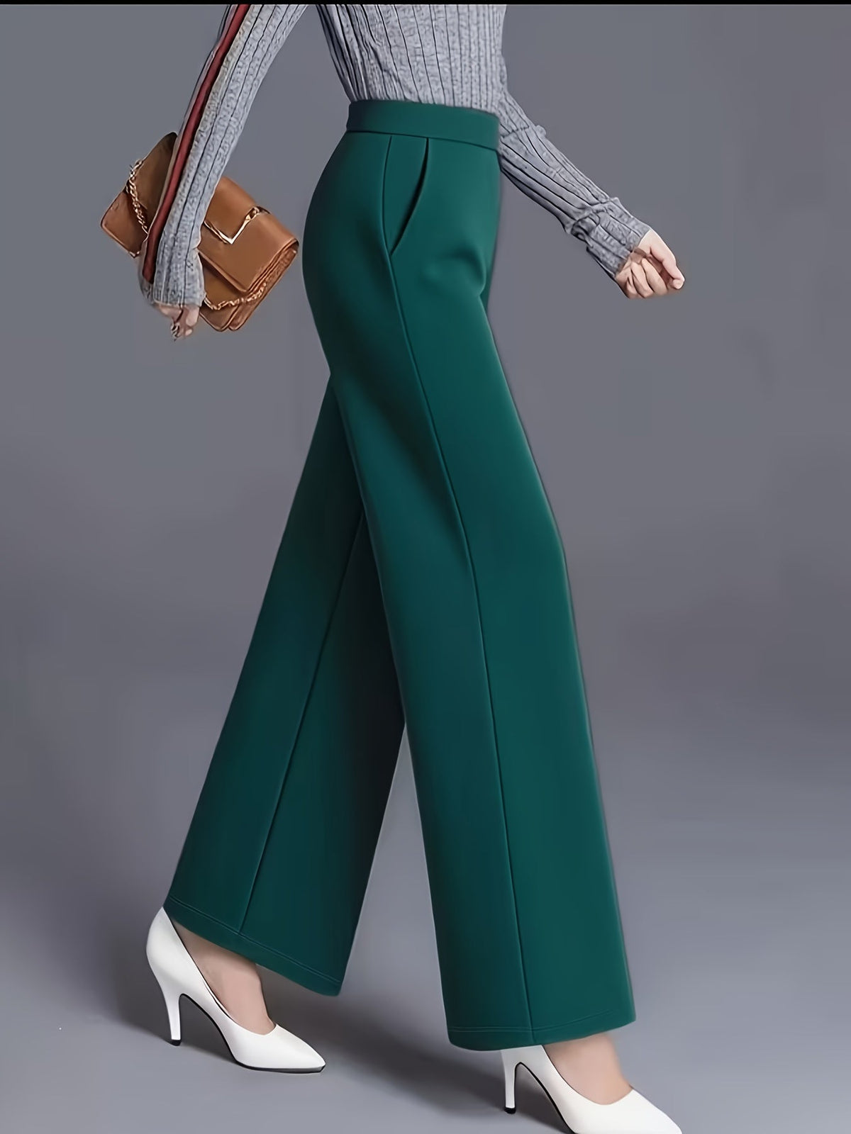 High-Waisted Wide-Leg Trousers