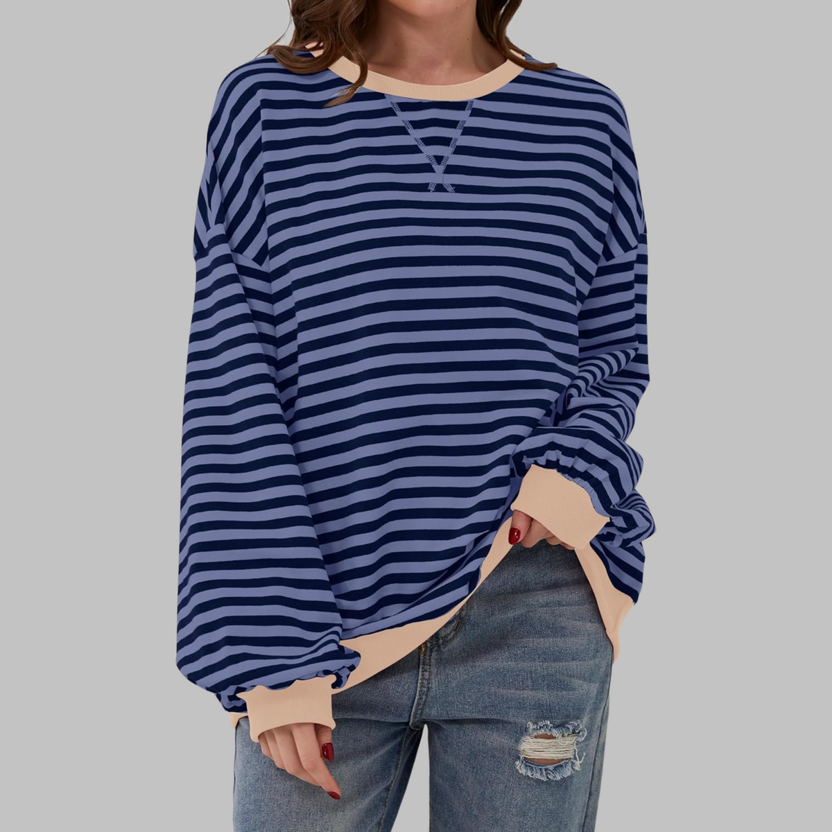 Casual Long Sleeve Striped Sweatshirt