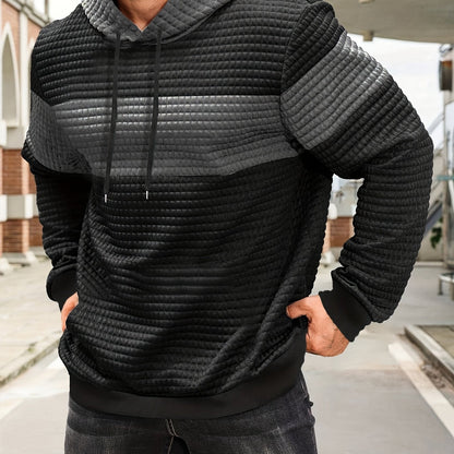Textured Color-Block Hoodie