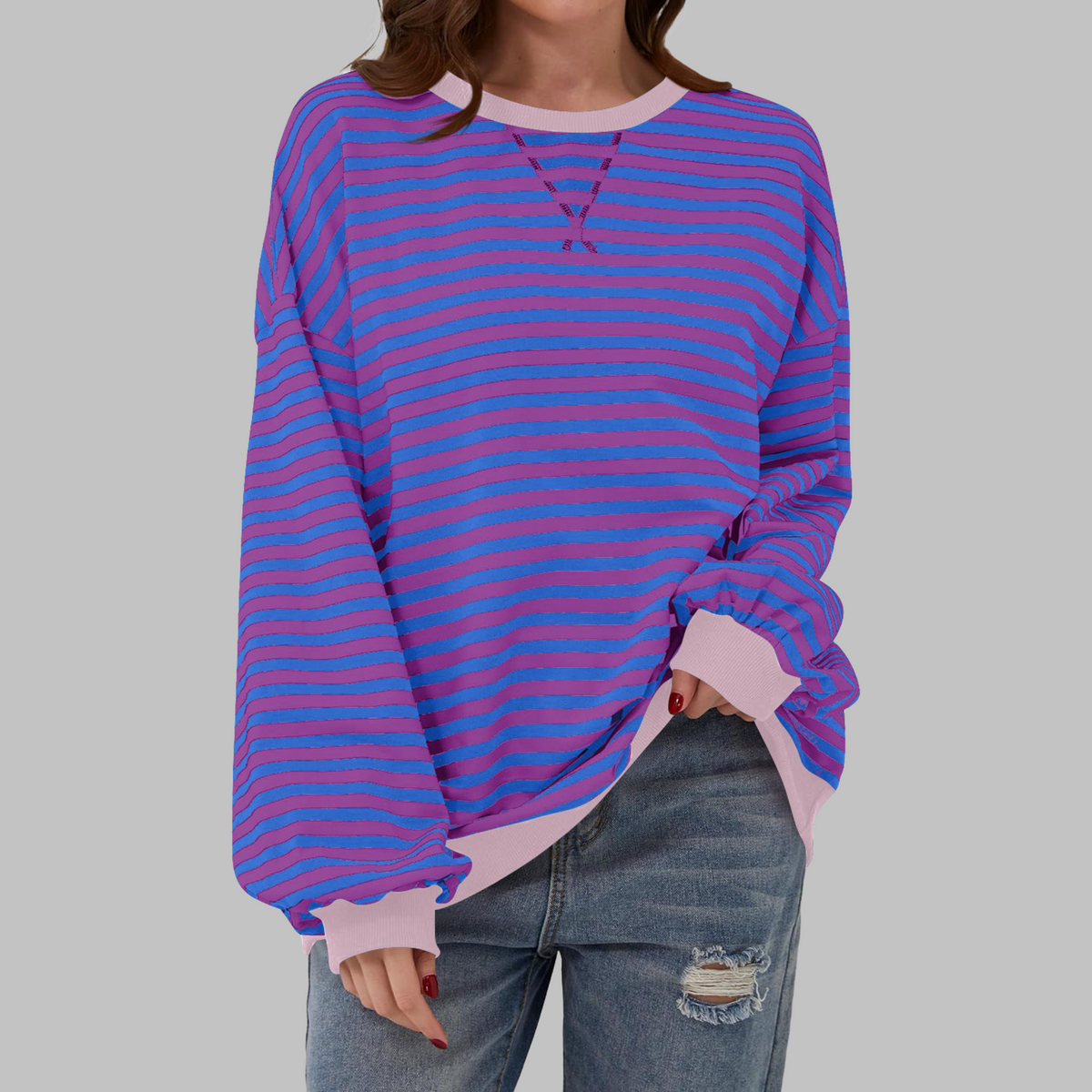 Casual Long Sleeve Striped Sweatshirt